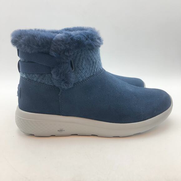 Skechers Womens On-the-GO City Water Repellent Suede Boots Size 9 Navy NIB - Picture 2 of 10